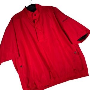 FootJoy DryJoys Mens Large Red Short Sleeve Golf Windbreaker Pullover Jacket